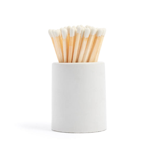 White Round Vessel with White Matchsticks