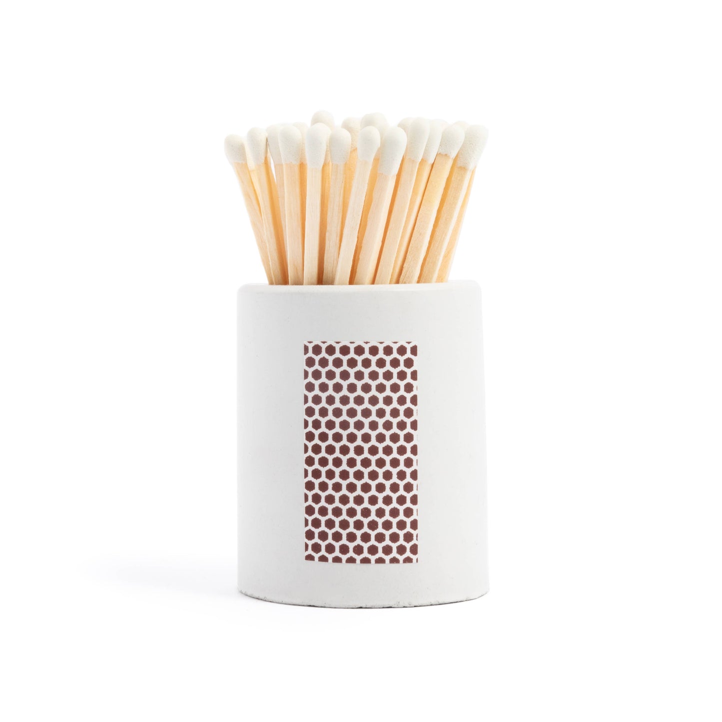 White Round Vessel with White Matchsticks