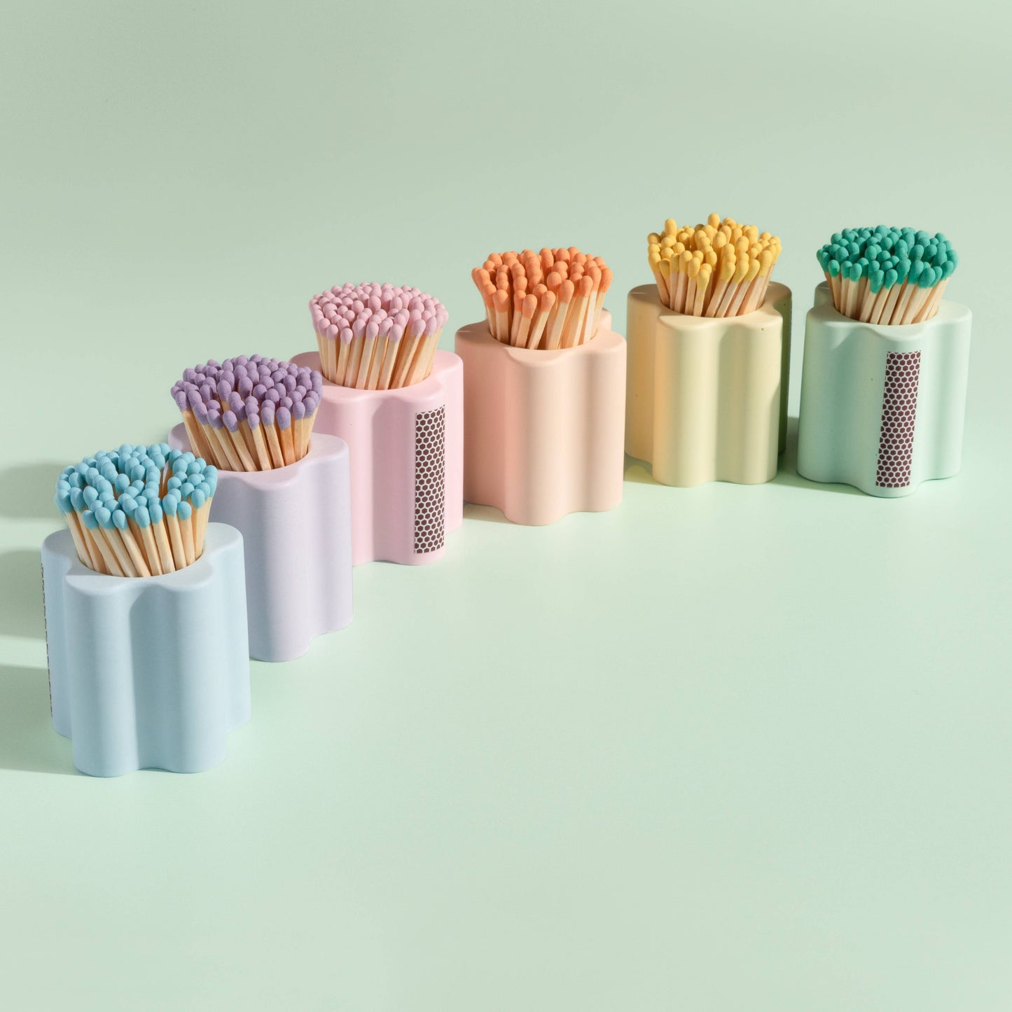 Pastel Flower Vessel with Colorful Matchsticks